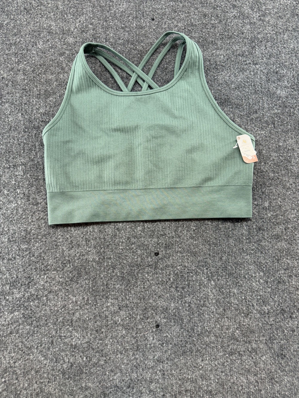 A Intimates Bralette Womens XL Green Ribbed Seamless Crossback Yoga Bra